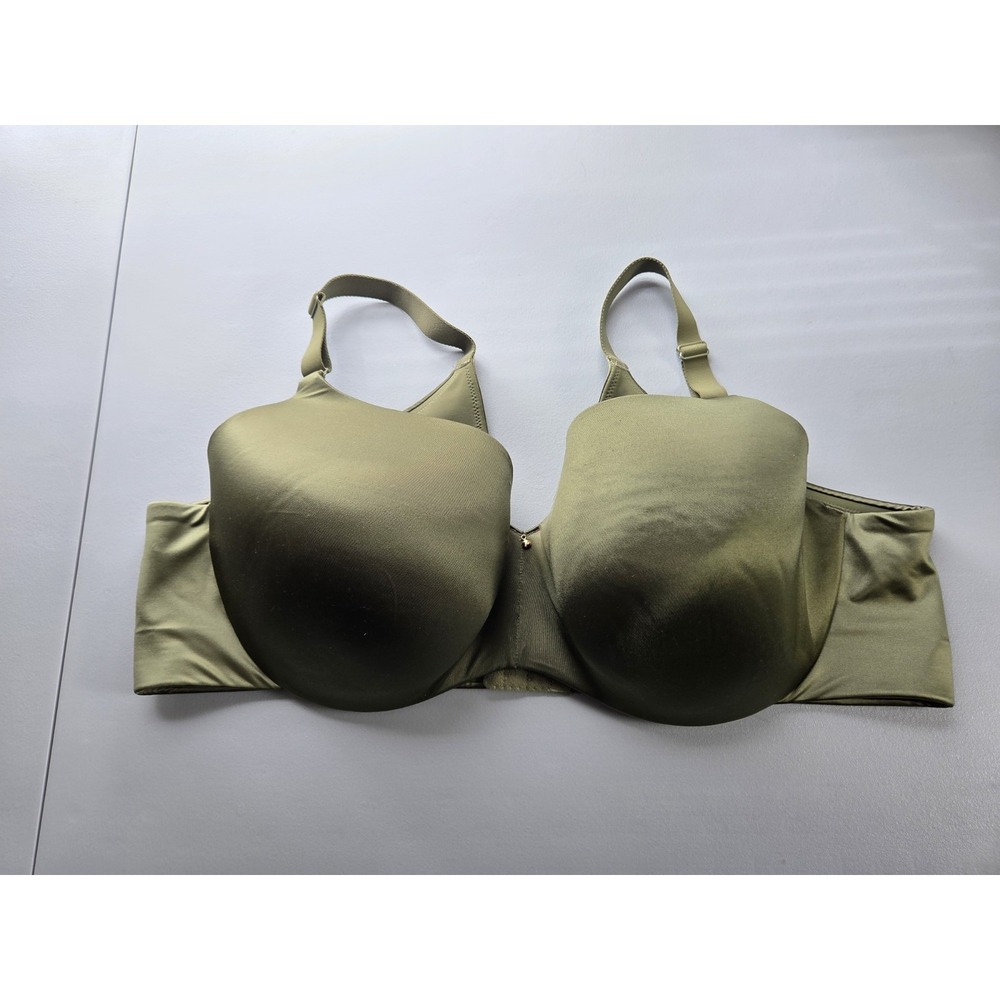 Cacique Lightly Lined‎ Balconette Bra Size 46DD Olive Green Underwire Smoothing